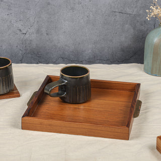 square wooden trays with brass handles